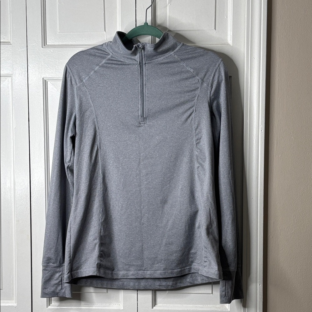 Danskin Light Gray Quarter-Zip Long Sleeve Pullover